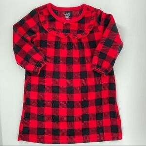 Carter’s Baby Girl’s Red Black Buffalo Plaid Fleece Nightgown Dress 18 Months